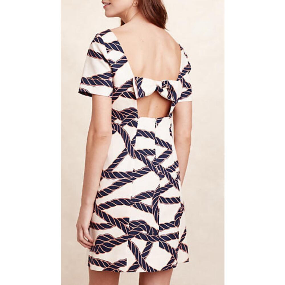 ANTHROPOLOGIE MAEVE DRESS NAUTICAL SZ 6 PREPPY SHORT PEACH BOW OPEN BACK SHIFT - Picture 10 of 10